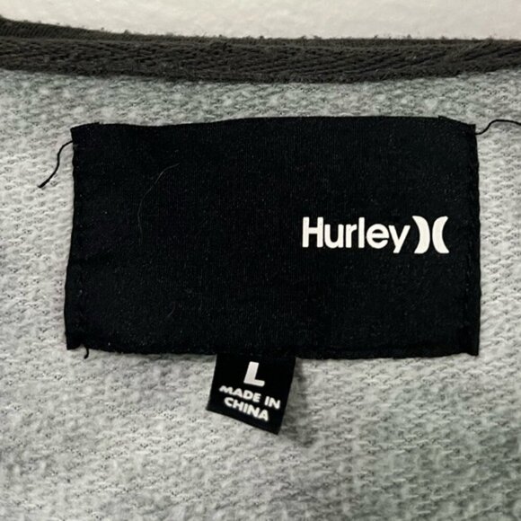 Hurley Grey Deep V-Neck Hoodie Sweatshirt (Size L) - Picture 12 of 15
